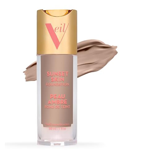 Veil Cosmetics | Sunset Skin Liquid Foundation | 2N | Buildable Coverage | Water-Resistant, Hypoallergenic, Oil-Free, Cruelty Free & Vegan | Lightweight & Brightening | Long Lasting | All Skin Types