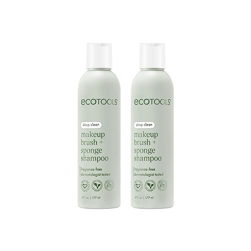 EcoTools Makeup Brush and Sponge Shampoo, Removes Makeup, Dirt, & Impurities From Makeup Brushes & Sponges, Fragrance-Free, Vegan, & Cruelty-Free, 6 fl.oz./ 177 ml, 2 Count