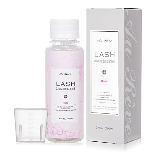 Eyelash Cleanser Concentrate 100ml prolong lash Cleanser ,Oil-Free Eyelash Extension Shampoo Perfect for Professional Salon-Can Make Ten 60ml bottles of Lash Shampoo,Rose