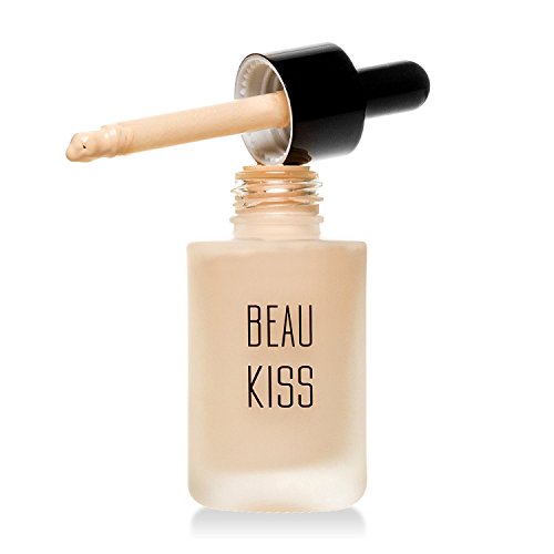 Beau Kiss Moisturizing Liquid Foundation Flawless Finish, Lightweight, Natural Looking and Silky Makeup for Complete Coverage - 1.01 Ounce (30ML) (Natural)