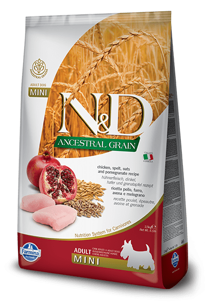 Farmina N&D Natural & Delicious Ancestral Low Grain Mini Adult Chicken & Pomegranate Dry Dog Food