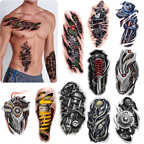 ROARHOWL Very cool machine 3D realistic fake tattoos,wound robot makeup Temporary Tattoos for men women (Design 5)