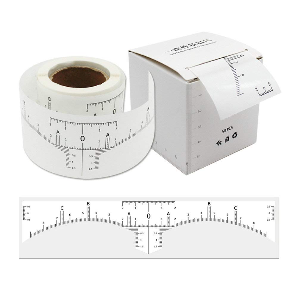 HOTWE Eyebrow Ruler Sticker for Microblading - Disposable Adhesive Eyebrow Measurement Stencil for Tattooing - brow Makeup Tools (50Pcs of Pack)