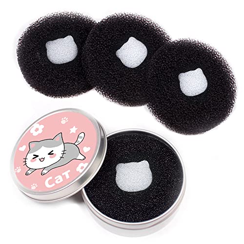 Makeup Brush Cleaner - 4 Pack Color Removal Sponge Brush Cleaner with One Silver Tin and Lid - Stipple Sponge for Quick Color Switch, Travel (Style B)