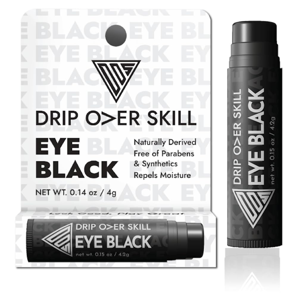 Drip Over Skill Eye Black Stick, Made with Natural Ingredients, Skin Safe, Made in The USA Eyeblack Stick, Baseball Drip, Softball, Lacrosse, Football, Sports Eye Black Baseball Accessories, 1 Pack