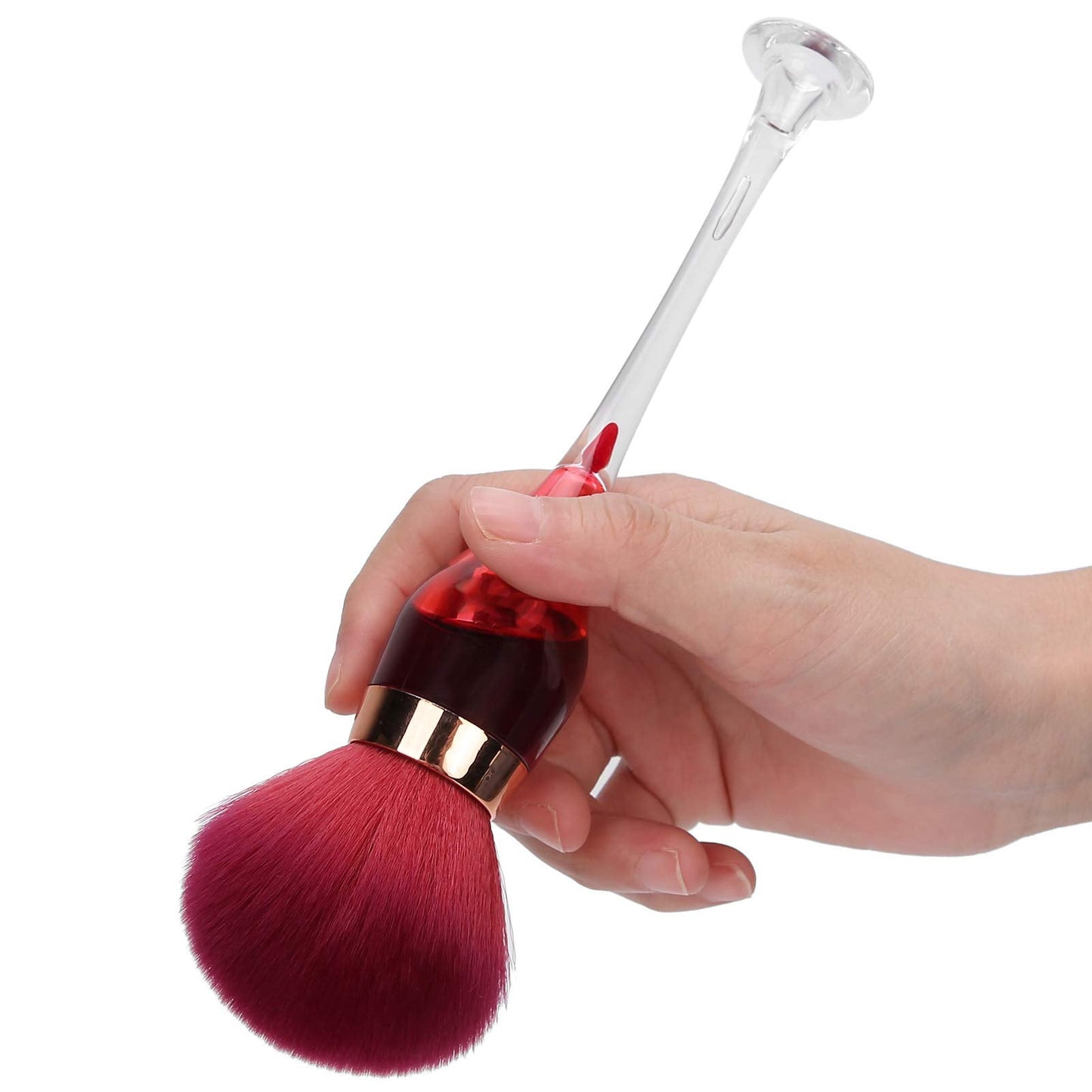 Nail Brush Dust Remover,Nail Dust Cleaning Brush Nail Art Powder Remover Brush Cleaner Makeup Blush Brushes(Rose red)