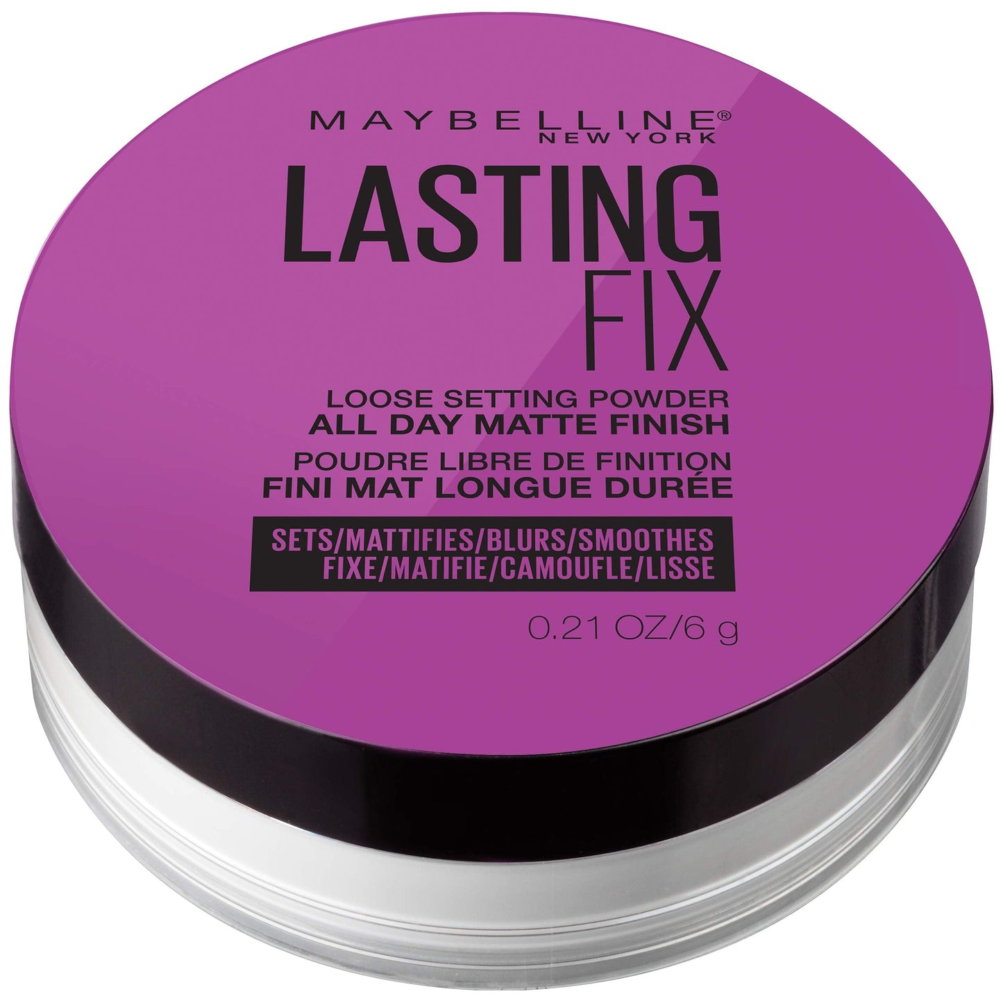 Maybelline Facestudio Lasting Fix Setting + Perfecting Loose Powder Makeup, All Day Matte Wear, Minimizes Shine, Sets Foundation Makeup, Translucent, 0.21 oz.