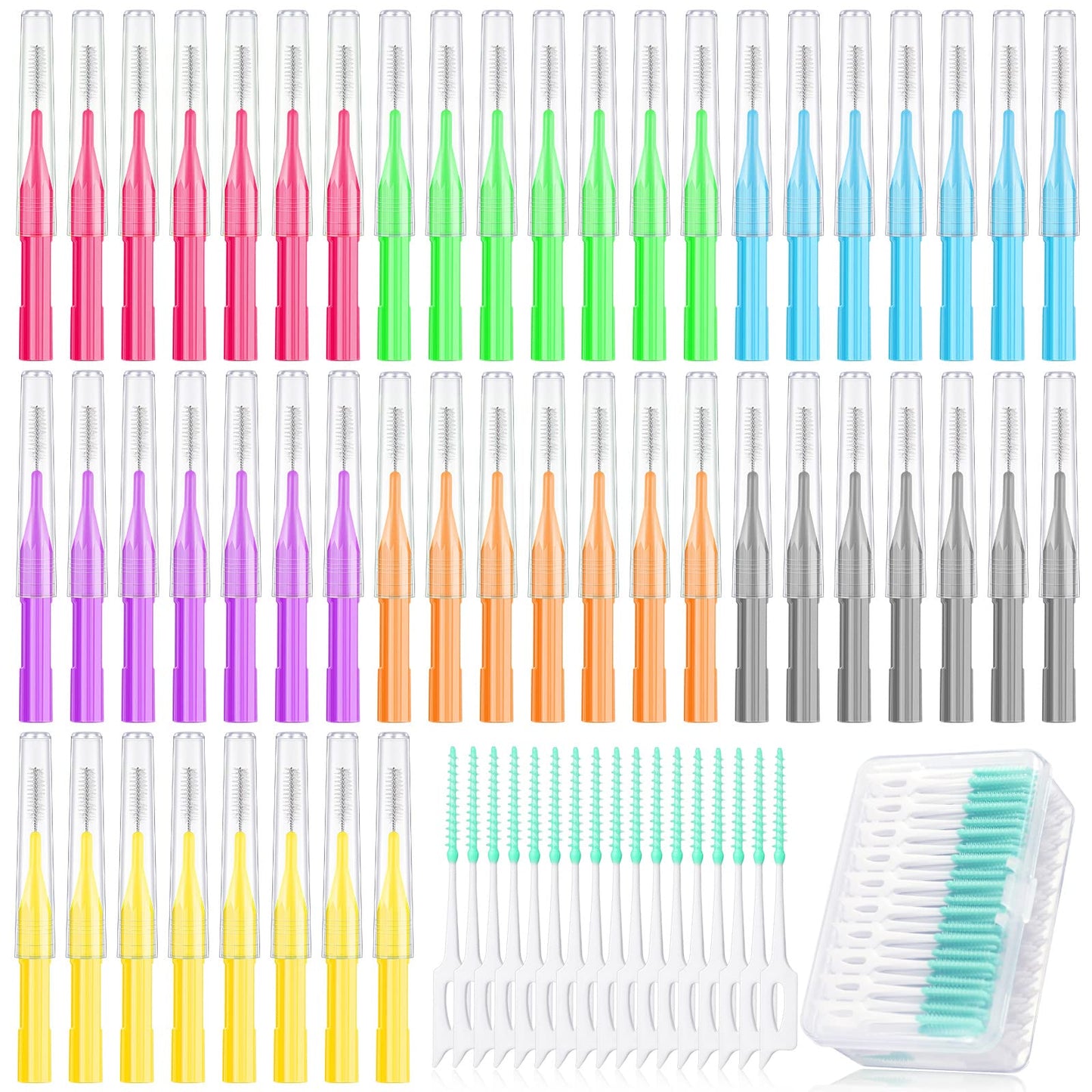 Zopeal 250 Pieces Braces Flossers Interdental Brush for Cleaner Tooth Toothpick Dental Teeth Flossing Head Oral Dental Hygiene Cleaning Tool Soft Dental Picks Refill Toothpick Cleaners (Cute Color)