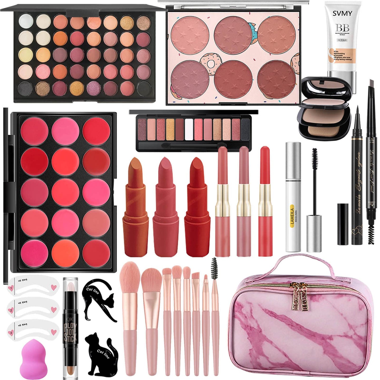 MISS ROSE M All In One Makeup Kit, Makeup Kit for Women Full Kit,Multipurpose Women's Cosmetics Set,Beginners and Professionals Alike,Easy to Carry(DLS-Pink)