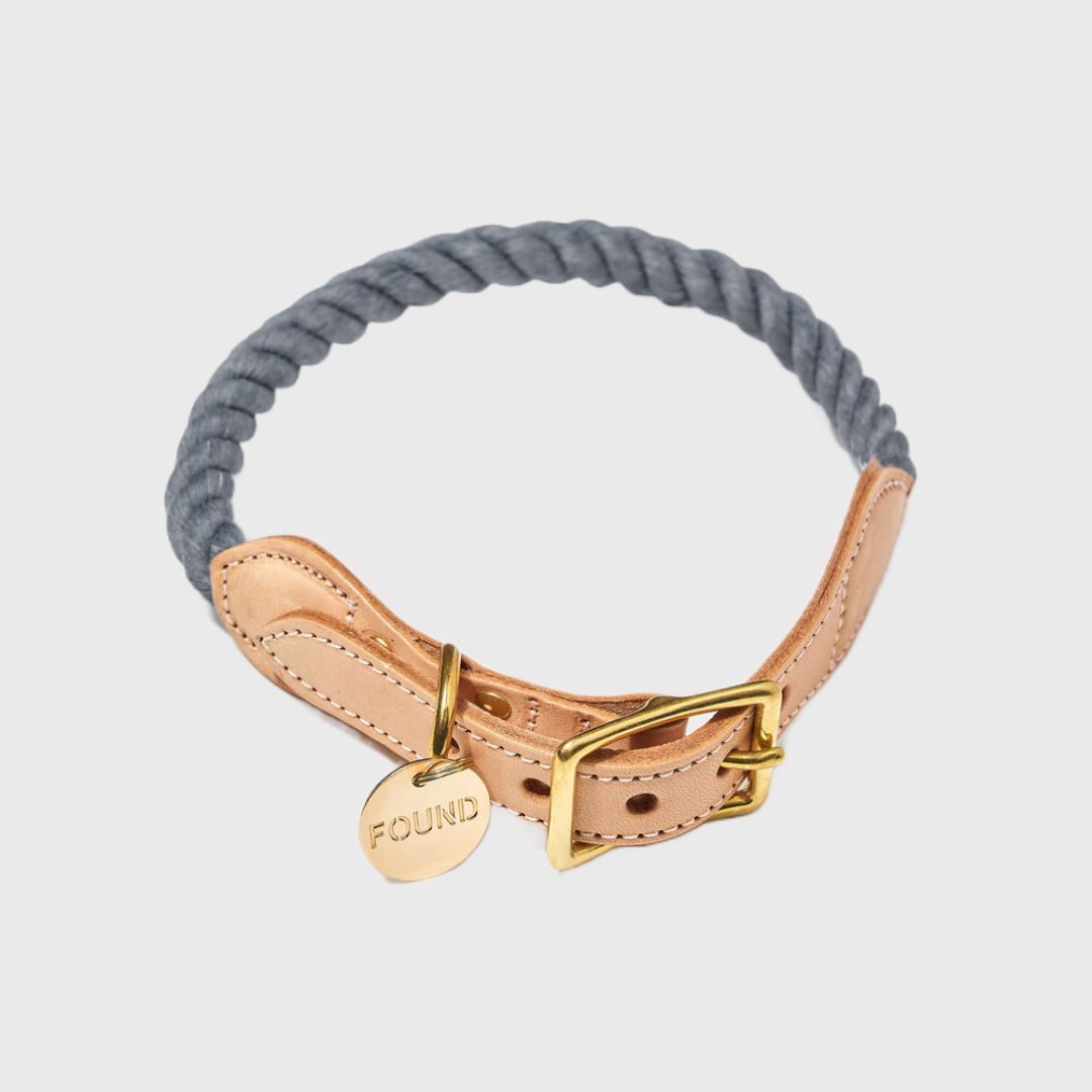 Grey Rope Cat & Dog Collar Found My Animal