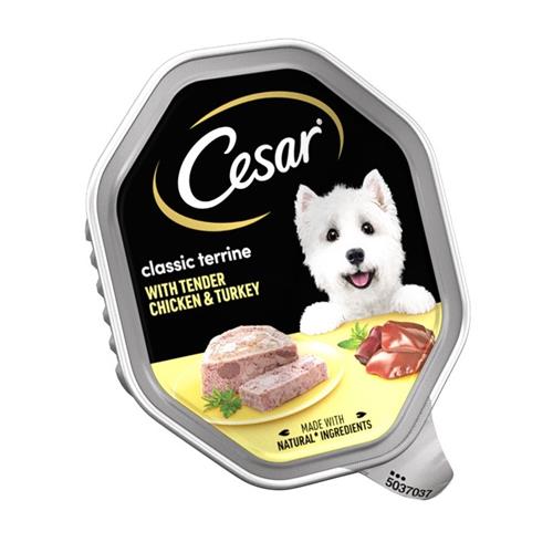 Cesar Classic Terrine Dog Food Tray Chicken & Turkey in Loaf 150g