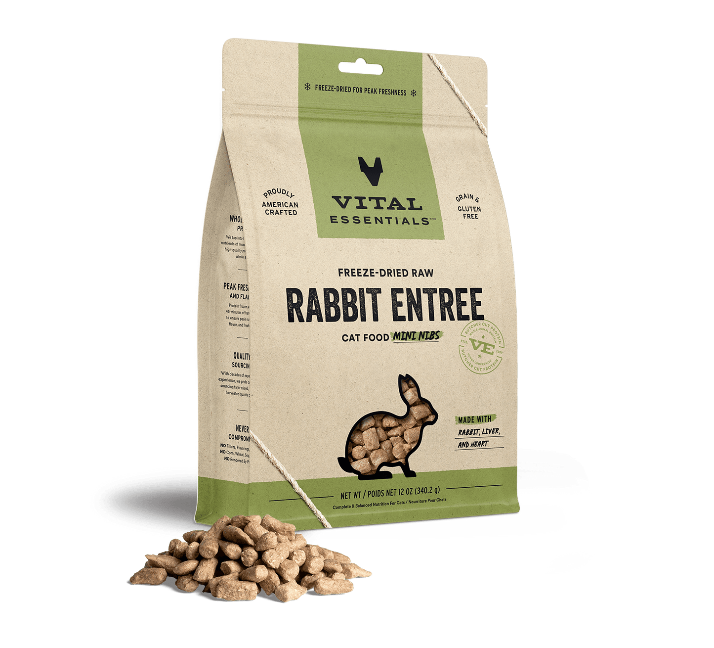Vital Essentials Rabbit Entree Mini Nibs Freeze-Dried Raw Cat Food