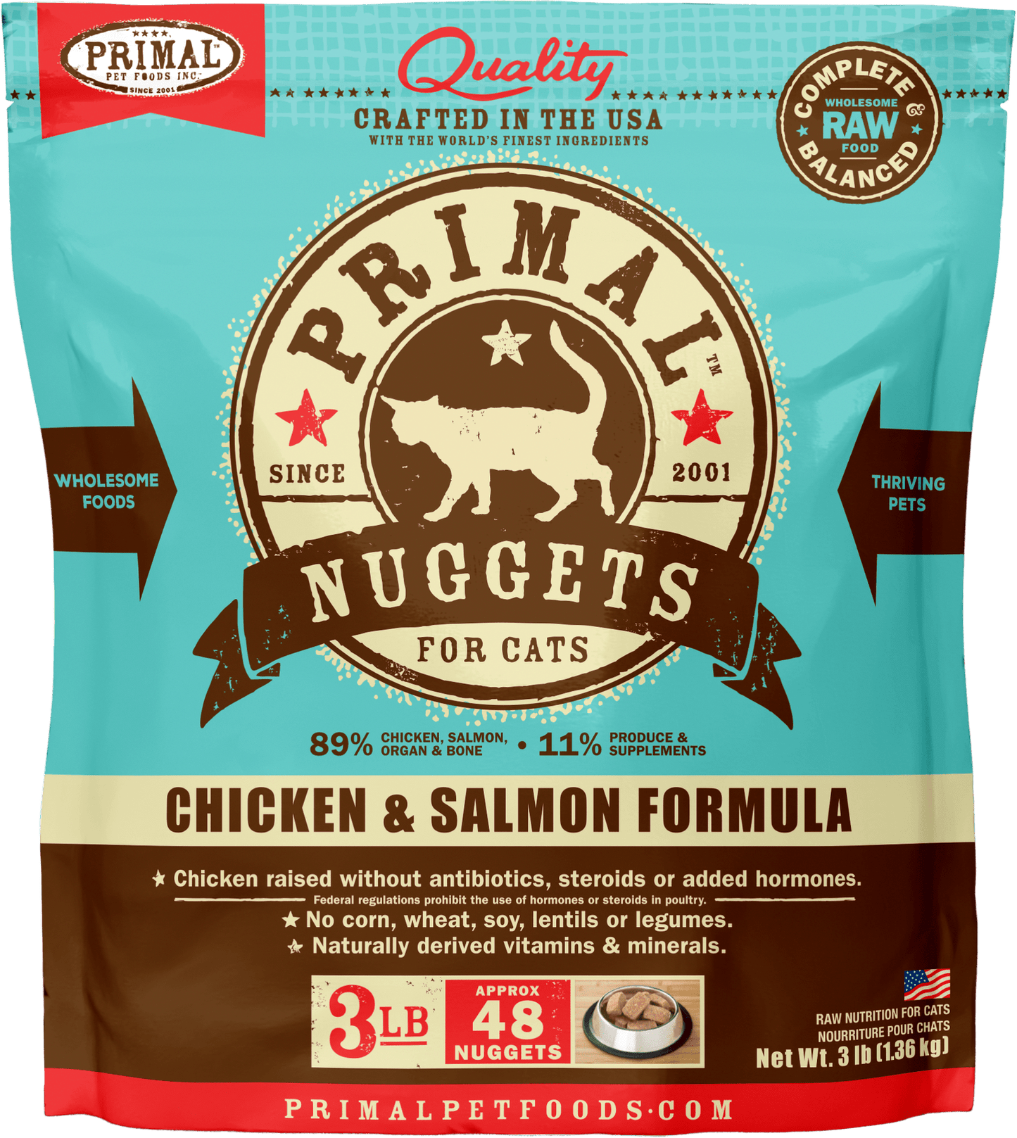 Primal Raw Frozen Nuggets Chicken & Salmon Formula For Cats