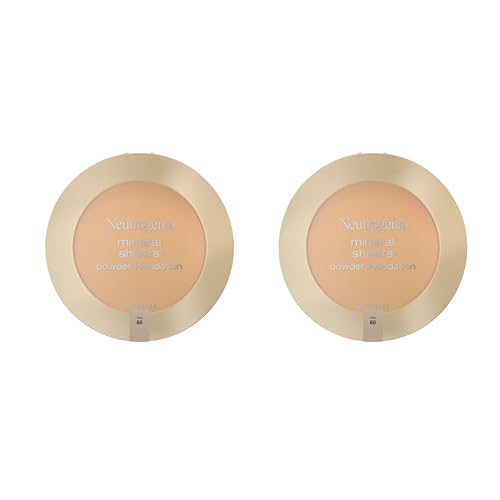 Neutrogena Mineral Sheers Compact Powder Foundation, Lightweight & Oil-Free Mineral Foundation, Fragrance-Free, Tan 80,.34 oz (Pack of 2)