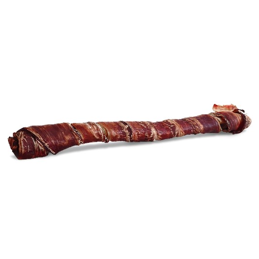 Open Range Cheek Bully Stick wrapped in Esophagus
