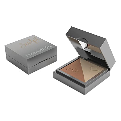 Mirabella Sculpt Contour and Bronzer Duo, Matte Hugs/Kisses - Blendable, Mineral-Based Pressed Powders, Matte & Shimmer Shades - Sculpt & Define with Bronzing, Highlighting & Illuminating Colors