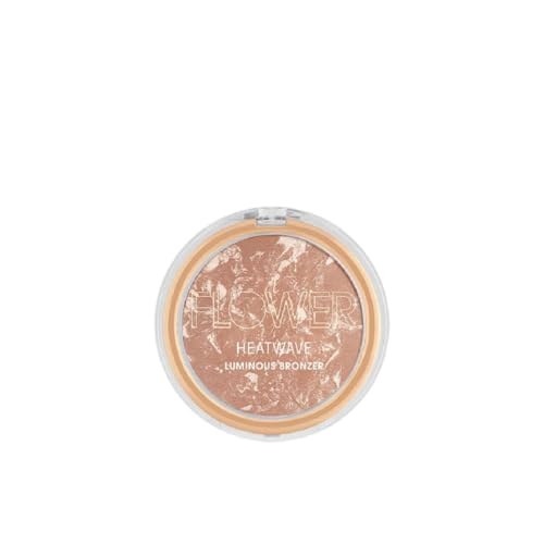 FLOWER Beauty Heatwave Luminous Bronzer - Bronzer Powder Makeup - Warm Luminous Finish + Sunkissed Skin - Shimmering Powder - Ambient Glow - Cruelty-Free + Vegan (Sunrise)