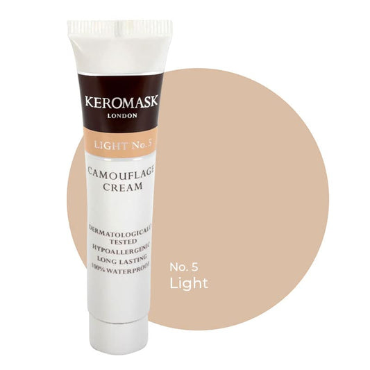 Keromask Full Coverage Concealer | Light No 5 | Camouflage Makeup | Waterproof Concealer | Hypoallergenic | Vitiligo, Tattoo, Rosacea, Tattoo Cover | 24 Shades
