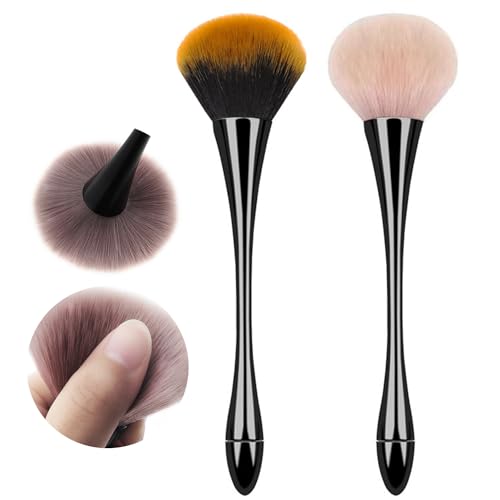 MOLILON 2Pcs Nail Art Dust Powder Remover Cleaner Brush, Large Fluffy Soft Manicure Brush Acrylic Nail Art Brush for Nail Trimming Cleaning Makeup Brushes Tools