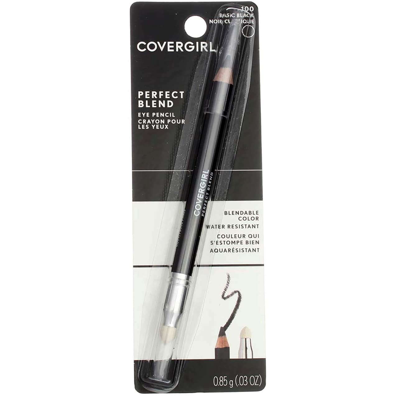 CoverGirl Perfect Blend Eye Pencil, Basic Black [100], 0.03 oz (Pack of 6)