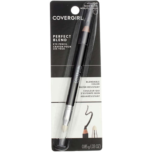 CoverGirl Perfect Blend Eye Pencil, Basic Black [100], 0.03 oz (Pack of 6)