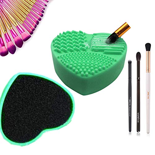 Makeup Brush Cleaning Mat 2 PCS，Color Removal Sponge 2 in 1 Silicone Brush Cleaner Dryer Tray Portable Travel Makeup Brush Scrubber Pad Cleaning Tool