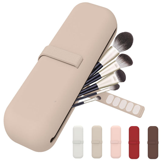Frimon Makeup Bag Small Silicon Cosmetic Bag Travel Makeup Brush Holder Organizer Aesthetic with Binding Strap Accessories Storage Bag for Women