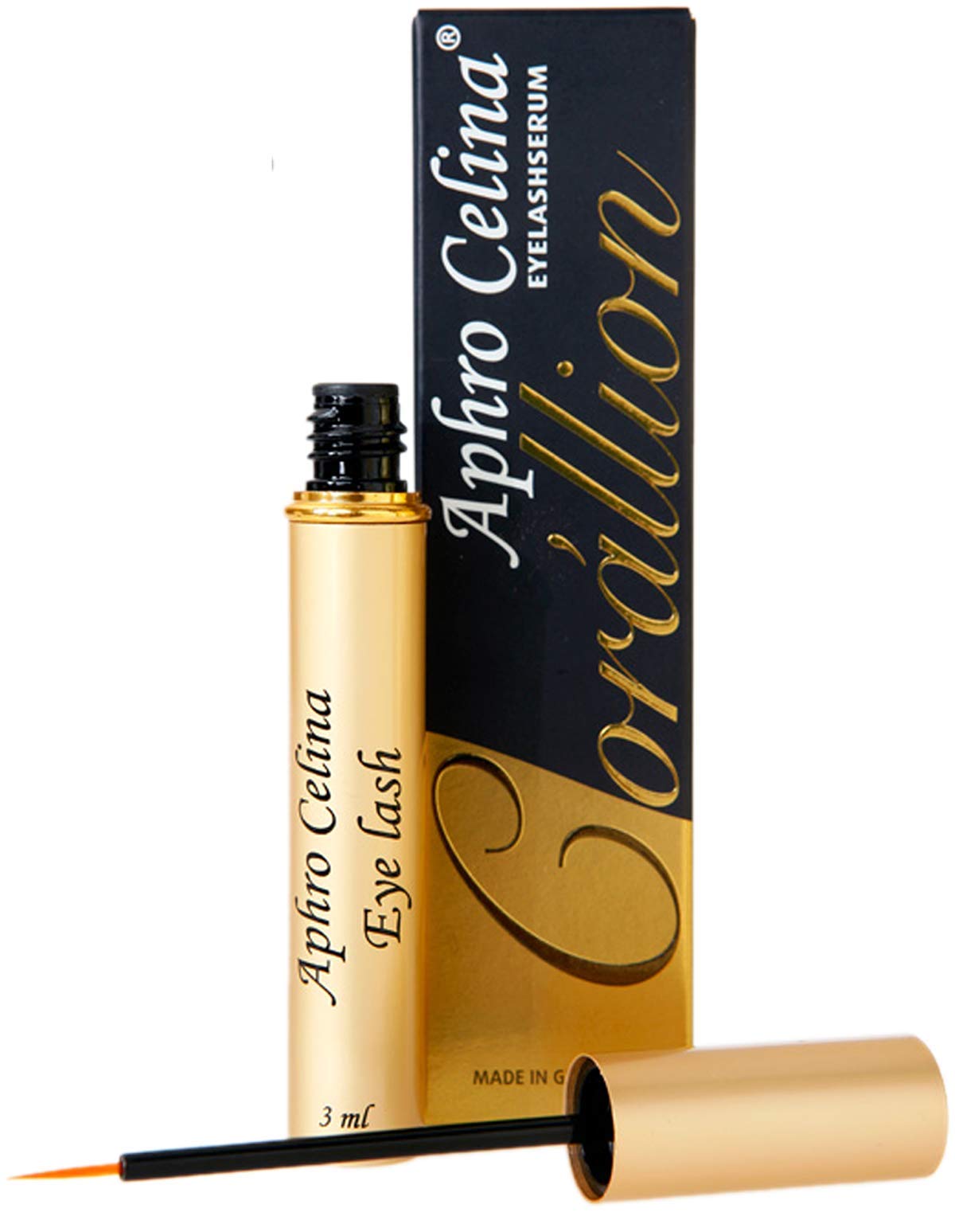 Aphro Celina Eyelash Growth Serum (Organic Lashes) - Corallion Blended Nutrient Strengthens The Root | Vitamin Rich Herbal Extracts Lash Growth Kit | German Advanced Thick Lashes and Brows Vertex
