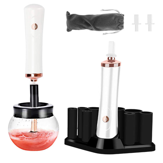 Laza Nail Lacquer Shaker Makeup Brush Cleaner Portable Evenly Electric Liquid Mixer Nail Gel Polish Shaking Machine Handsfree Tool for Eyelash Extension Glue Ink Pigment - White