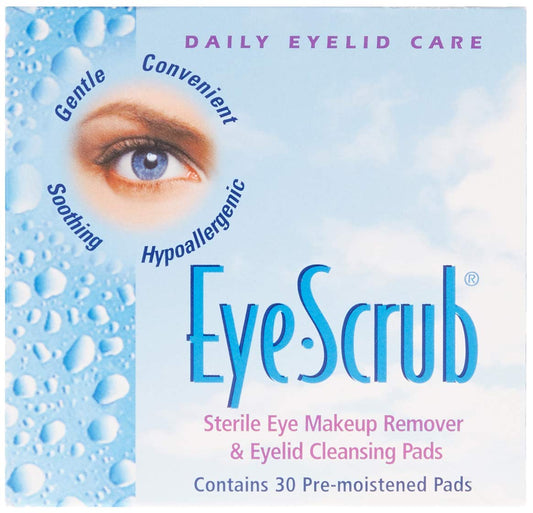 Eye Scrub Sterile Eye Makeup Remover & Eyelid Cleansing Pads 30 Ea (Pack of 6) - (Total of 180 Pads)