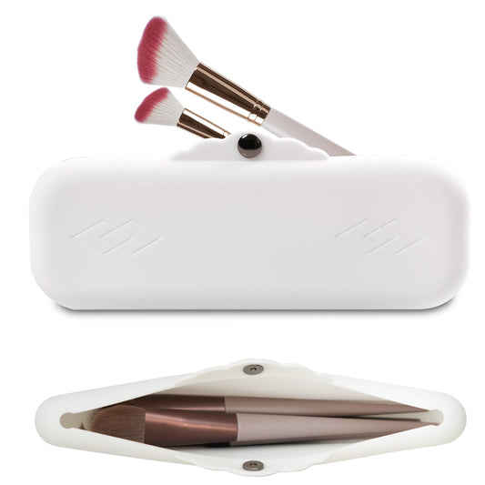 Silicone Makeup Brush Holder Bags: Cosmetic Case with Magnetic-Metal-Buttons for Travel, Makeup Pouch Case for Makeup Tools Storage