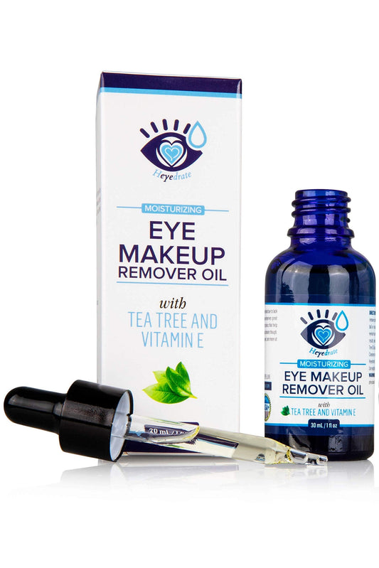 Heyedrate Eye Makeup Remover – Vitamin E & Tea Tree Oil Support Healthy Eyes – Organic, Moisturizing, Non Drying Makeup Remover Cleanser – Waterproof Eye Makeup Remover - 1oz. (Pack of 1)