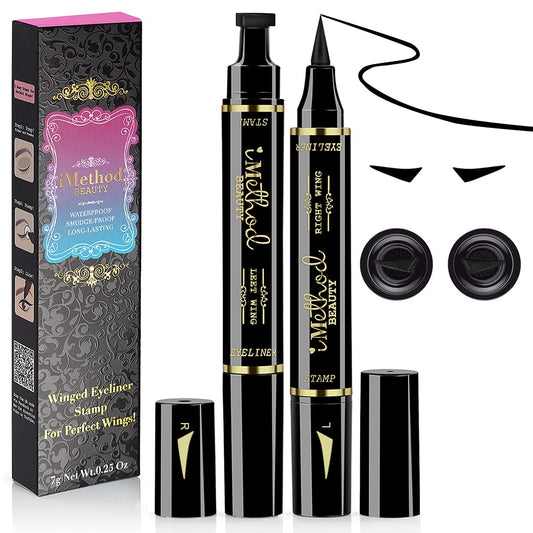 iMethod Eyeliner Stamp - 2 Pens Winged Eyeliner Stamp, for All Eye Shapes, Winged Eyeliner Stamp, Perfect Wing Cat Eye Liner, Waterproof & Smudge-proof, 10 mm