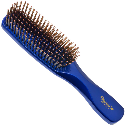 Giorgio GIO1B Blue 7.75 inch Gentle Touch Detangler Hair Brush for Men Women and Kids. Soft Bristles for Sensitive Scalp. Wet and Dry for all Hair Types. Scalp Massager Brush Stimulate Hair Growth