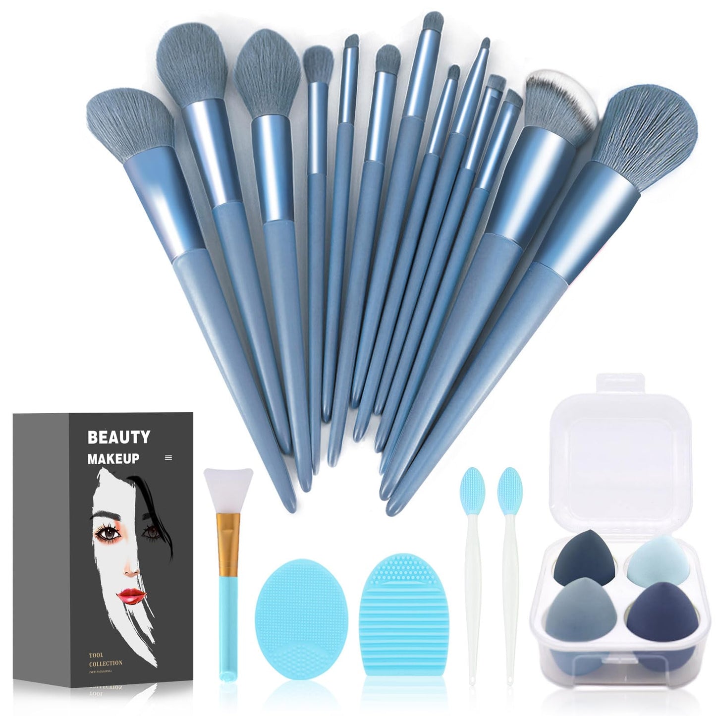 Koccido Makeup Brushes 22 Pcs Makeup Kit,Foundation Brush Eyeshadow Brush Make up Brushes Set (Blue, 22 Piece Set Large)