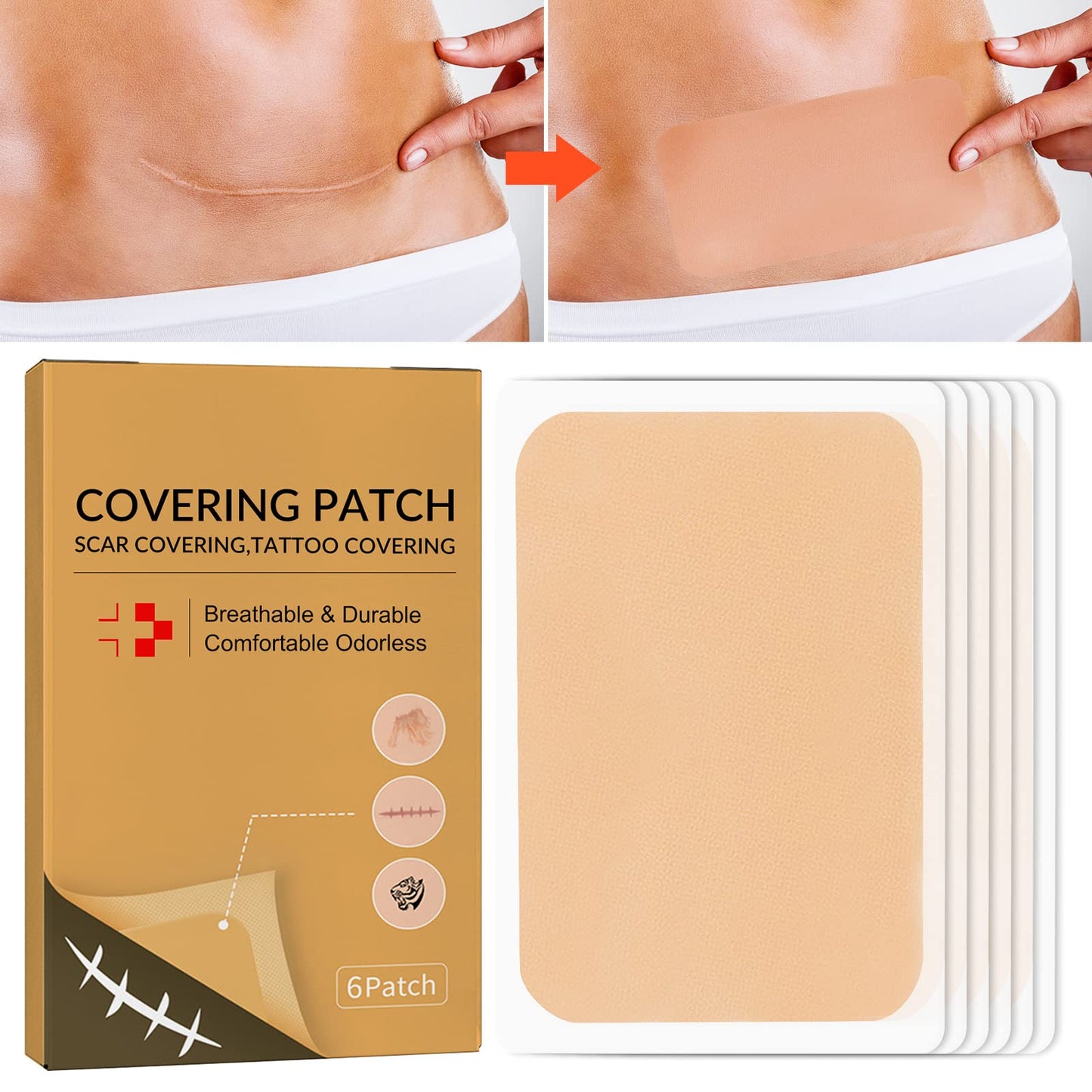Tattoo-Cover-Up Waterproof-Sweatproof-Sticker-Patch Ultra-Thin-Patch-for-Tattoo-Scar-and-Birthmarks Tattoo-Cover-Up-Tape-for-Light-Skin-Tone