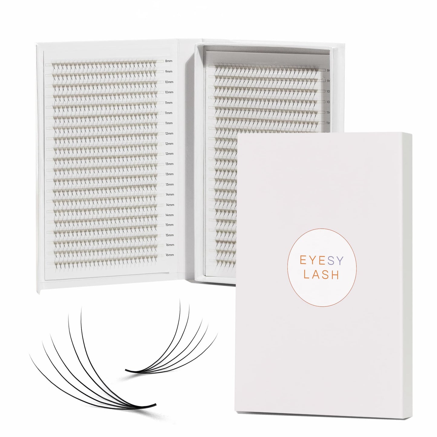 Eyesy Lash Promade Fans 1200 Easy Fans | 5D 0.07 Curl CC Mixed Lengths 8-16mm | XXL Tray 40 Lines Ultra Speed Eyelash Extension Premade Lashes Volume Lash Extensions Pestanas Pelo A Pelo