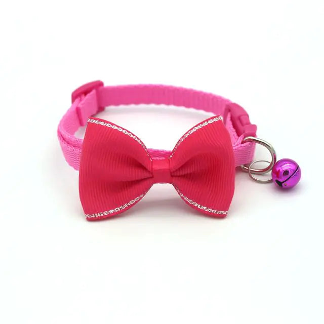 Bow and Bell Pet Collar Fuchsia Pink