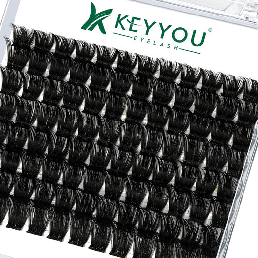 Lash Clusters 96pcs Individual Lashes D Curl 10-18MIX Cluster Lashes KEYYOU Volume Wispy Lash Extension Soft&Comfortable Easy DIY at Home(Y02,D-10-18MIX)