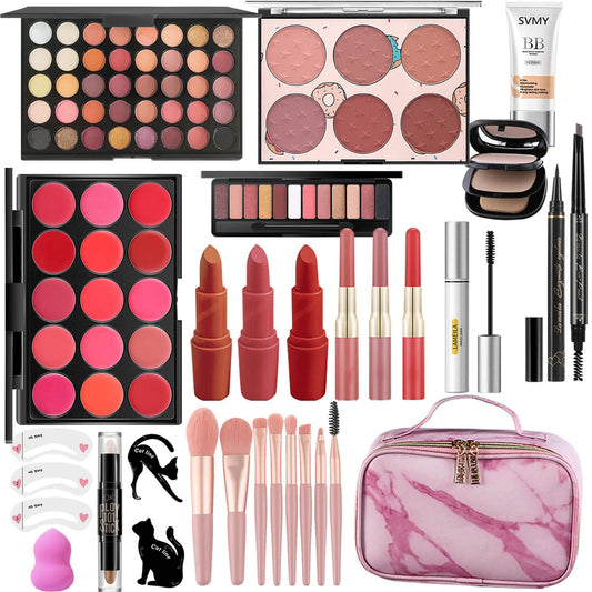 MISS ROSE M All In One Makeup Kit, Makeup Kit for Women Full Kit,Multipurpose Women's Cosmetics Set,Beginners and Professionals Alike,Easy to Carry(DLS-Pink)