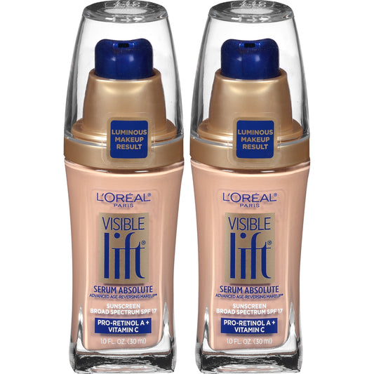 L'Oreal Paris Cosmetics Visible Lift Serum Absolute Foundation, Nude Beige, 1 Fl Oz (2 Count)