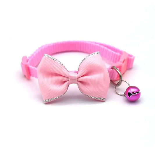 Bow and Bell Pet Collar Pink