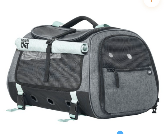 "The Transpurrter" Ultimate Calming Convertible Cat Carrier in Heather Grey and Teal