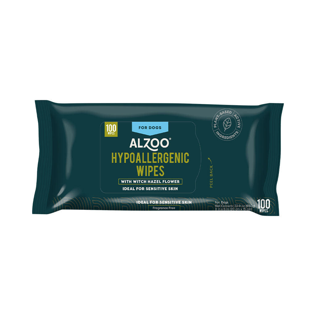 ALZOO Plant-Based Grooming Hypoallergenic Wipes for Dogs 100 count