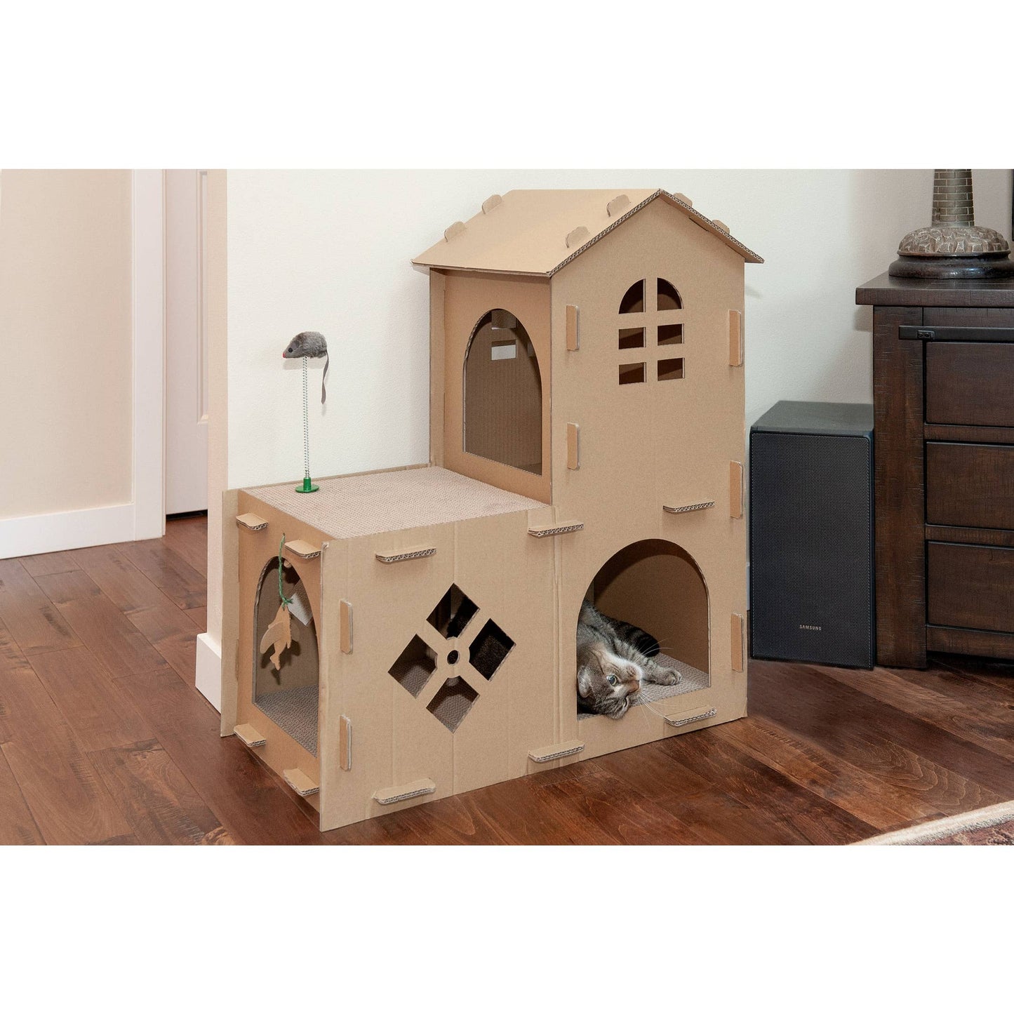 Cat Corrugated Farm House & Scratcher