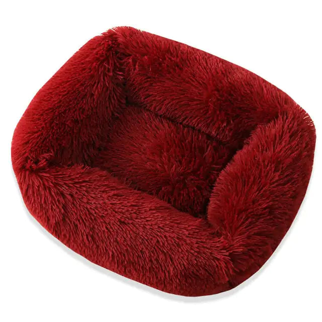 Plush Pet Bed Burgundy 80x70x18cm