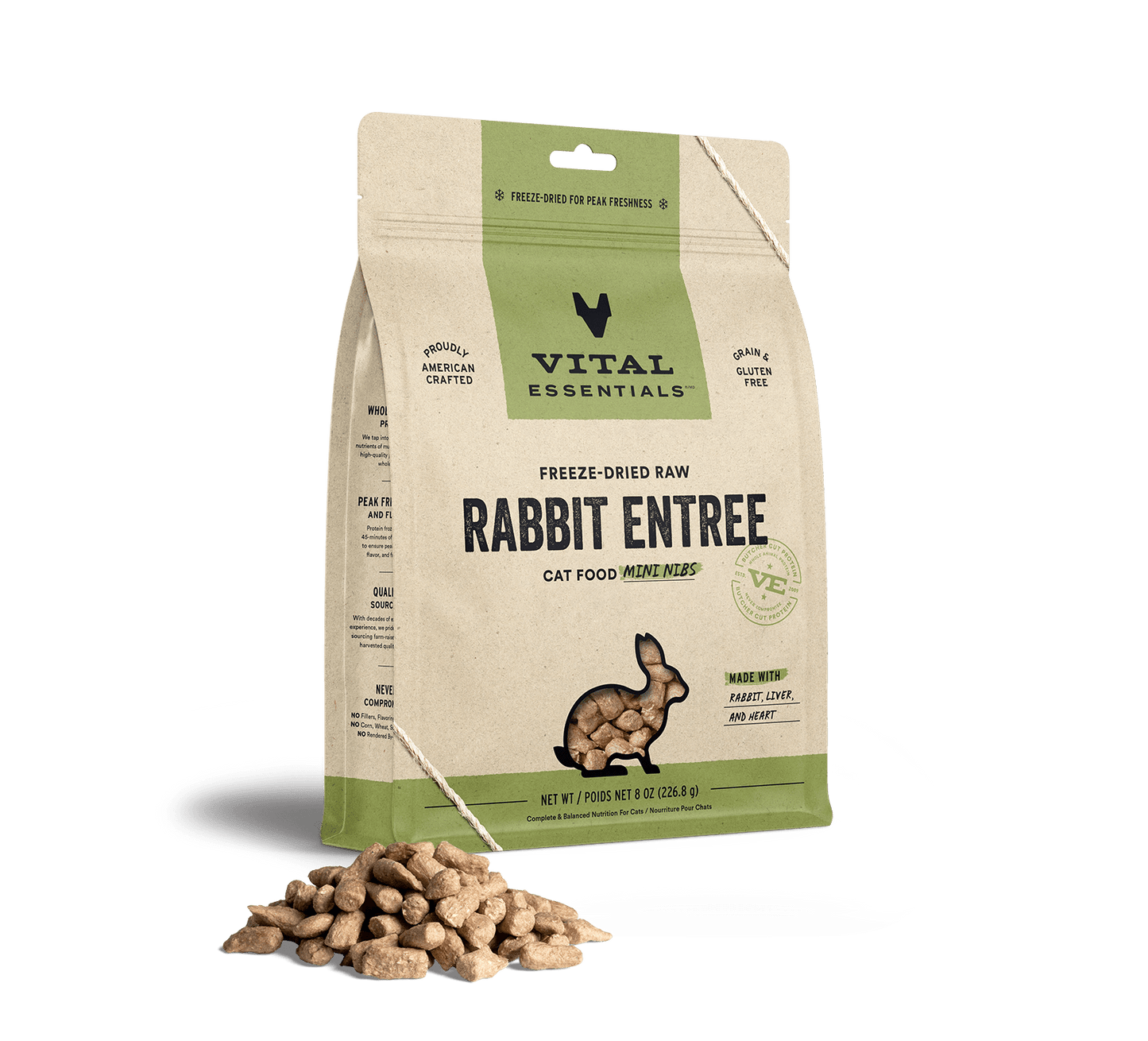 Vital Essentials Rabbit Entree Mini Nibs Freeze-Dried Raw Cat Food