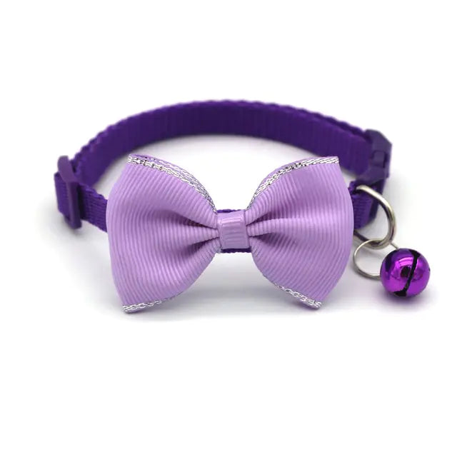 Bow and Bell Pet Collar Purple