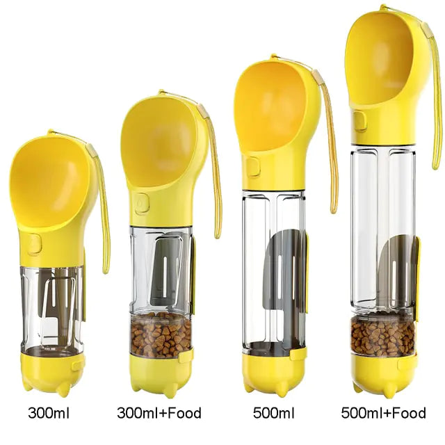Multifunction Water Food Pet Bottle Yellow 300ml with Food Box