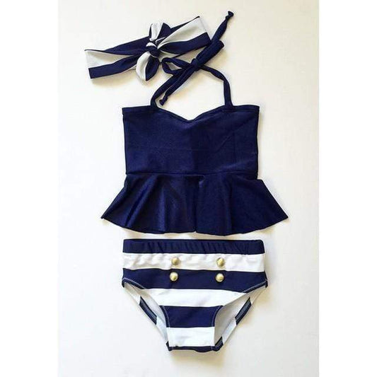 Girl's Clothing Blue / 3T Bikini Suit Navy Swimsuit Swimwear Set